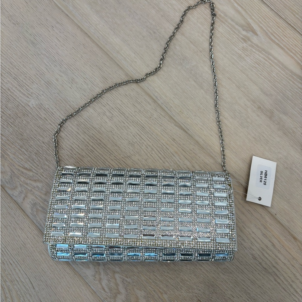 Silver Beaded Evening Clutch